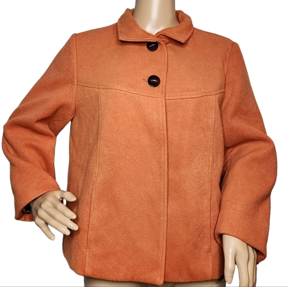 Chico's russet orange swing jacket smooth plush 3/4 sleeve. - Picture 3 of 17